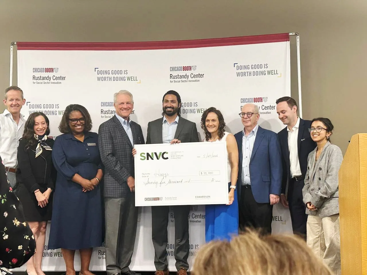 The Haqqo team at the 2026 Social New Venture Challenge award presentation
